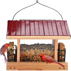 NEW Heavy Duty Bird Feeder Wood Birdhouse Garden Decor Bird House Hand Crafted H